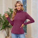 Europe and the United States autumn and winter solid color high collar long sleeve knitted slim T-shirt top women