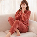 Fairy Warm Pants Set Warm Suit Women's Thick Coral Fleece Home Suit Outer Wear All-match Loose Lazy Suit