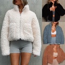 autumn and winter Europe and the United States women's clothing plush cardigan short jacket lambswool coat women