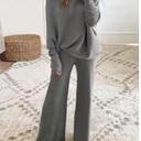 Women's Spring and Autumn Casual Solid Color Shoulder Women's Knitted Suit