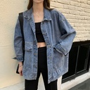 Denim Jacket Women's Spring and Autumn Korean-style Loose BF All-match Student Harajuku Retro Long-sleeved Top for Women