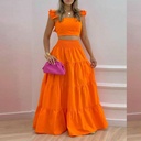 Summer Elegant Women's Solid Color Mid-waist Trendy Sexy Sling Large Sling Dress Fashion Casual suit