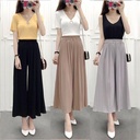 women's pants solid color pleated hemp wide leg pants eight casual pants factory direct stall supply