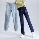 Women's Pendant Straight Pants Autumn and Winter Gray Lengthened High Waist Draping Slimming Straight Sports Loose Fleece