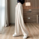 Chenille wide-leg pants women's spring and autumn high waist draping thickened loose slimming casual mop narrow straight pants