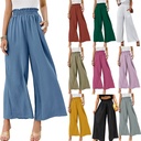 Spring and Summer Independent Station Cotton and Linen Women's Solid Color High Waist Loose Casual Wide Leg Pants