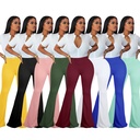 Xiaoyuan fashion pure color double brushed milk Silk women's slim pants flared trousers in stock