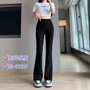 Black plus size flared pants women's spring high waist narrow horseshoe pants high elastic slimming mopping micro flared pants