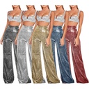 Europe and the United States women's hot silver wide leg pants high waist straight women's casual pants supply