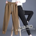 Windproof Pants Women's Fleece-lined Thickened Sports Casual Style High Waist Loose Korean Style Large Size Double-sided Fleece Women's Pants Sweatpants