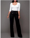 Straight Leg Pants Wide Leg Women's Pants Early Autumn Decorative Button Solid Color All-match Trendy