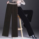 chenille wide-leg pants women's autumn and winter casual high waist drape fleece-lined straight elastic waist pants women's trousers