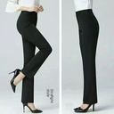 Spring and Autumn Suit Pants Women's Mid-waist Slimming Western Style Women's Sag Wide-leg Long Pants Black Professional Straight Pants