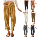 Autumn Women's High Waist Casual Pants Solid Color Corduroy Loose Straight Pants Women