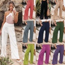 Spot! Europe and the United States in spring and summer casual wide leg cotton and linen explosions loose pants women