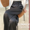 Ice Silk Wide Leg Pants Women's Summer Thin High Waist Dummy Suit Straight Tube Imitation Acetate Satin Pants