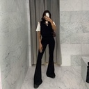 Q21PT152 women's clothing 21 autumn things at any time casual solid color high waist slim trumpet trousers