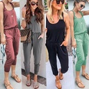 4 Colors Summer Fashion Suspenders Lace-up Pocket Women's Jumpsuit 101166