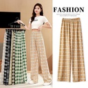 Plaid Pants Women's Summer Thin High Waist Slimming Straight Leg Wide Leg Pants Loose Drape Casual Pants