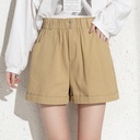 [2338] elastic waist sports shorts women's summer outerwear loose slim casual A- line pants versatile wide leg pants