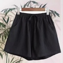 High Waist Cotton Linen Shorts Women's Summer Stretch Waist Loose Casual Linen Slimming Korean Style Hot Pants Large Size Thin Wide Legs