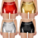 Europe and the United States explosions close-fitting high waist shorts nightclub performance clothing bottoming leather pants gilded sexy women's hot pants short