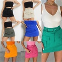 Summer Independent Station High Waist Fashion Pocket Belt Decorative Women's Short Culottes