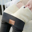 Autumn and winter special velvet padded leggings kitten brown leather lamb velvet women's high waist tight warm pants