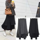 Irregular heavy industry fake two-piece leggings skirt plus size fleece-lined pants warm pants high waist trousers