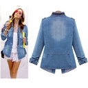 Creative summer urban style temperament denim long sleeve stand collar slim women's jacket factory