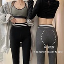 Autumn and winter New 3d hip pants plus velvet padded Japanese and Korean trend yoga pants women's outer wear high waist leggings foot