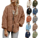 solid color stand collar cotton-padded jacket coat loose pocket long sleeve jacket top women