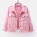 Spring and Autumn Colorful Large Size Denim Jacket Women's Short Korean Style Loose bf Long Sleeve Jacket Student Top