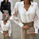 spring and summer Women's color lace stitching shirt women's shirt