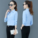 White Shirt Women's Long-sleeved Slim-fit Slim-fit Blue Professional Shirt Korean-style Base Shirt Dress Work Clothes ol