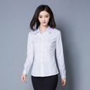 俏经理2024春季新品白衬衫女士长袖韩版修身职业装打底衫浅蓝大码