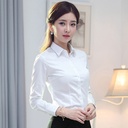 Spring and Autumn Black White Shirt Women's Korean-style Slim-fit Long-sleeved Work Shirt Work Clothes Business Wear Formal Top