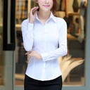 Professional Women's White Shirt Women's Long-sleeved Shirt V-neck Work Clothes Pink Large Size Dress Women's Shirt