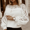 hollow pattern stitching lantern sleeve sweater