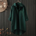 Autumn Women's Korean Style Elegant Solid Color Cotton Linen Shirt Loose Autumn Women's Top