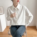 Color Stacked Spring and Autumn Corduroy Sanding Casual Solid Color Long Sleeve Shirt Women's Loose All-match Korean Style Shirt