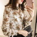 Women's Elegant Loose Slimming Printed Shirt Women's Long-sleeved Top Base Korean Style Trendy Shirt