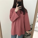 Women's autumn and winter Korean version of the solid color round neck long sleeve T-shirt Women's loose bottoming shirt jacket