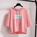 Summer sunscreen hooded short sleeve T-shirt female students Korean clothes women loose top women's