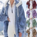 Spot independent station autumn and winter loose plush zipper hooded coat women