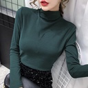 women's clothing autumn and winter double-sided velvet bottoming shirt women's half turtleneck letter embroidered top