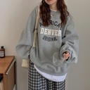 Crewneck Sweater Women's Japanese Spring Autumn and Winter Student Printed Letter Pullover Top