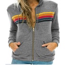 Women's Casual Rainbow Long-sleeved Hooded Sweater