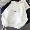 Fake smile face spring and autumn Korean style hooded fleece sweater women's casual loose top couple's coat fleece sweethearts outfit
