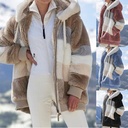 In stock independent station autumn and winter loose plush multi-color hooded coat for women